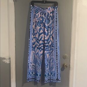 Lilly Pulitzer Blue and Pink Wide Leg Pants